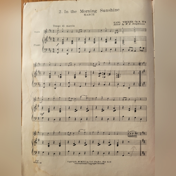 Antique Vintage 1930 Carl Fischer Violin & Piano Duets Sheet Music No CoverAll - Picture 7 of 9